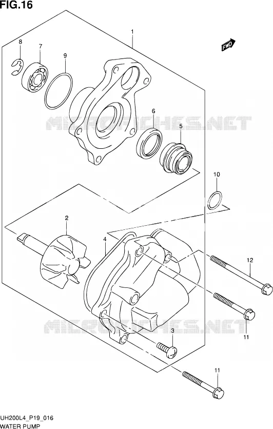 WATER PUMP Suzuki SCOOTER 200 BURGMAN 2014  UH200 L4 (P19)