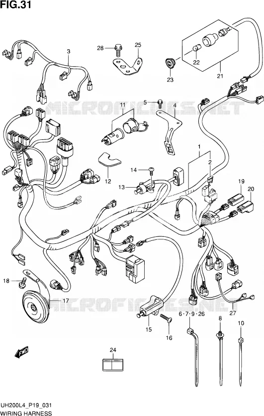 WIRING HARNESS (UH200AL4 P19) Suzuki SCOOTER 200 BURGMAN 2014  UH200 L4 (P19)