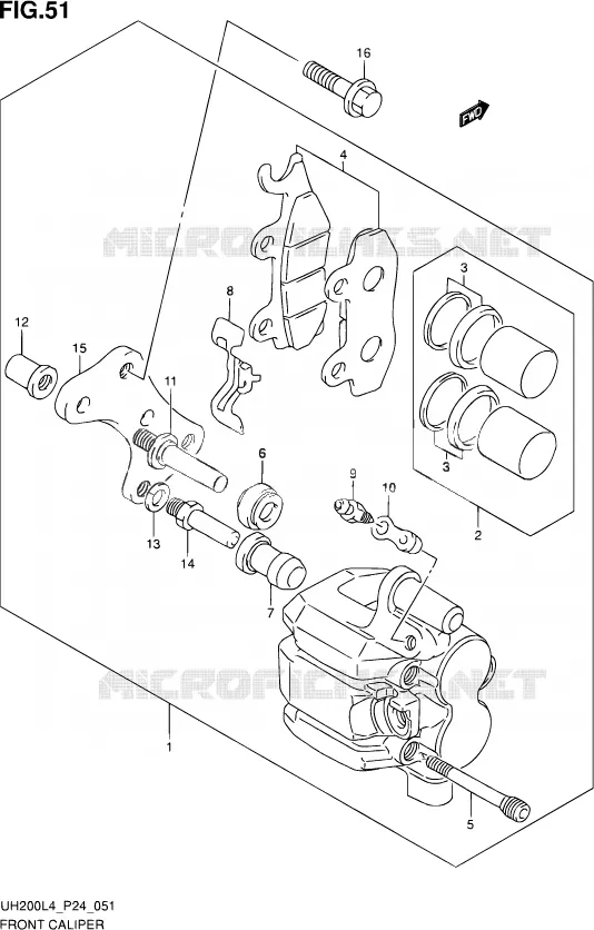 FRONT CALIPER Suzuki SCOOTER 200 BURGMAN 2014  UH200 L4 (P24)