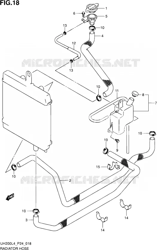 RADIATOR HOSE - EXPANSION TANK Suzuki SCOOTER 200 BURGMAN 2014  UH200 L4 (P24)