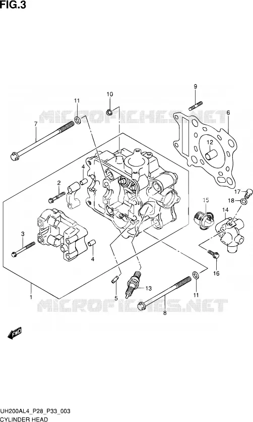 CYLINDER HEAD Suzuki SCOOTER 200 BURGMAN 2014  UH200A L4 (P03,P28,P33)