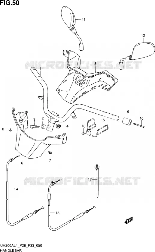 HANDELBAR (UH200AL4 P33) Suzuki SCOOTER 200 BURGMAN 2014  UH200A L4 (P03,P28,P33)
