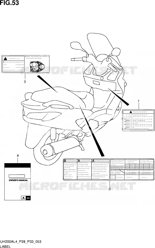 LABEL (UH200AL4 P28) Suzuki SCOOTER 200 BURGMAN 2014  UH200A L4 (P03,P28,P33)