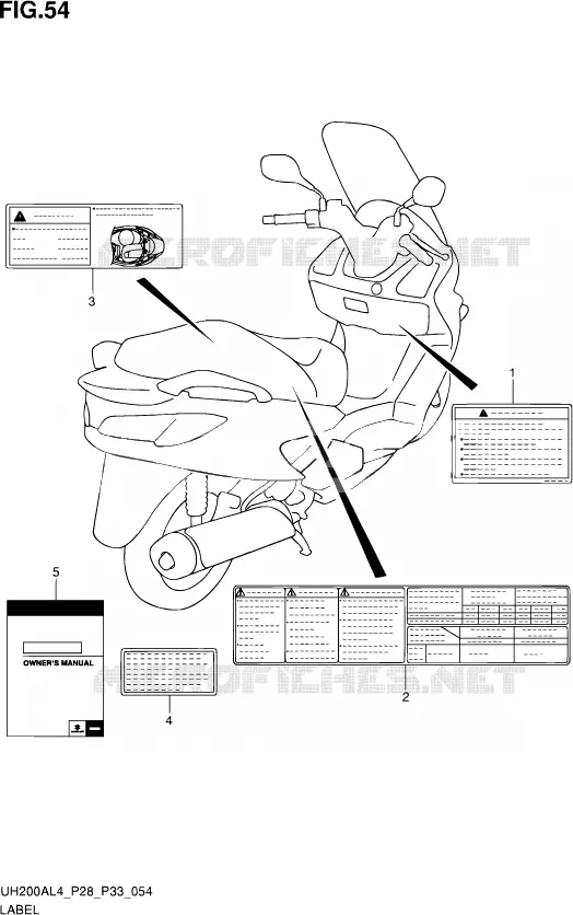LABEL (UH200AL4 P33) Suzuki SCOOTER 200 BURGMAN 2014  UH200A L4 (P03,P28,P33)