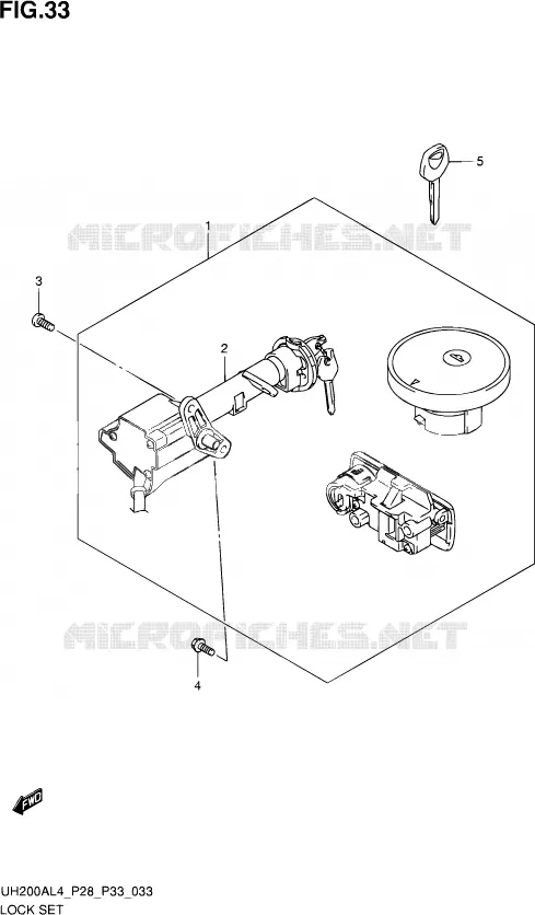 LOCK SET (UH200AL4 P28) Suzuki SCOOTER 200 BURGMAN 2014  UH200A L4 (P03,P28,P33)