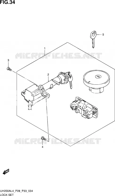 LOCK SET (UH200AL4 P33) Suzuki SCOOTER 200 BURGMAN 2014  UH200A L4 (P03,P28,P33)