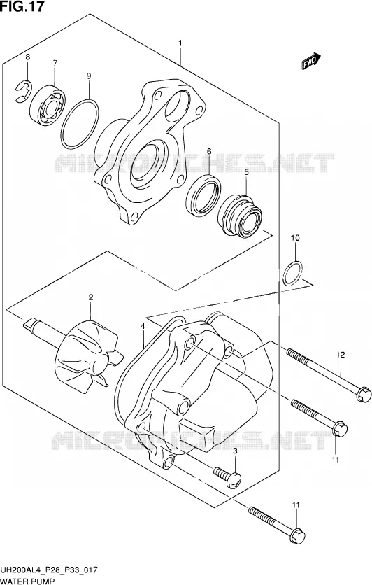 WATER PUMP Suzuki SCOOTER 200 BURGMAN 2014  UH200A L4 (P03,P28,P33)