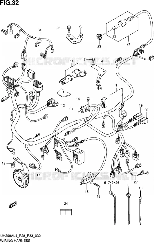 WIRING HARNESS (UH200AL4 P33) Suzuki SCOOTER 200 BURGMAN 2014  UH200A L4 (P03,P28,P33)