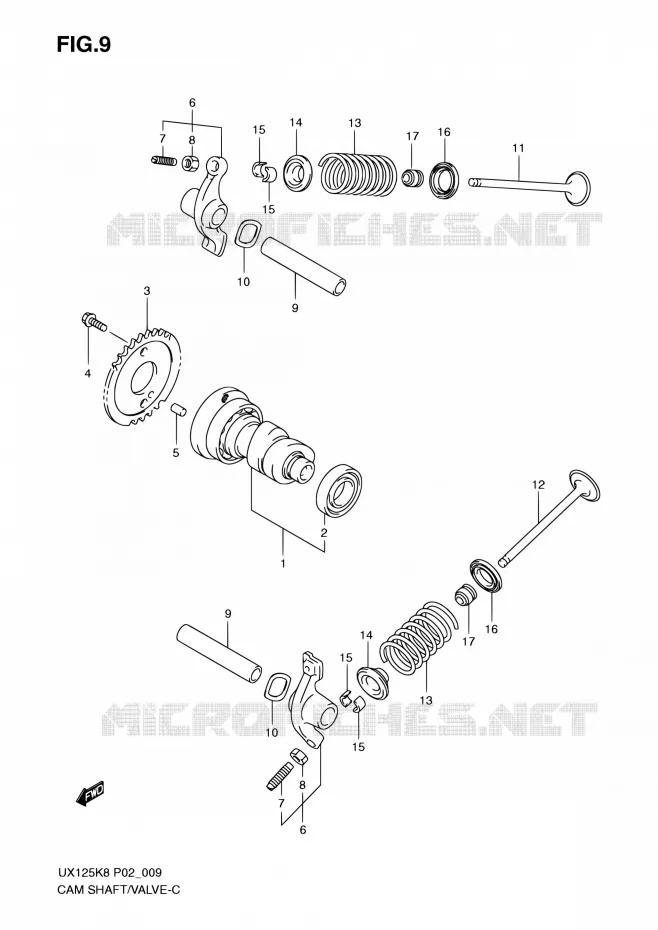 CAMSHAFT - VALVES Suzuki SCOOTER 125 SIXTEEN 2010  UX125L0(P19)
