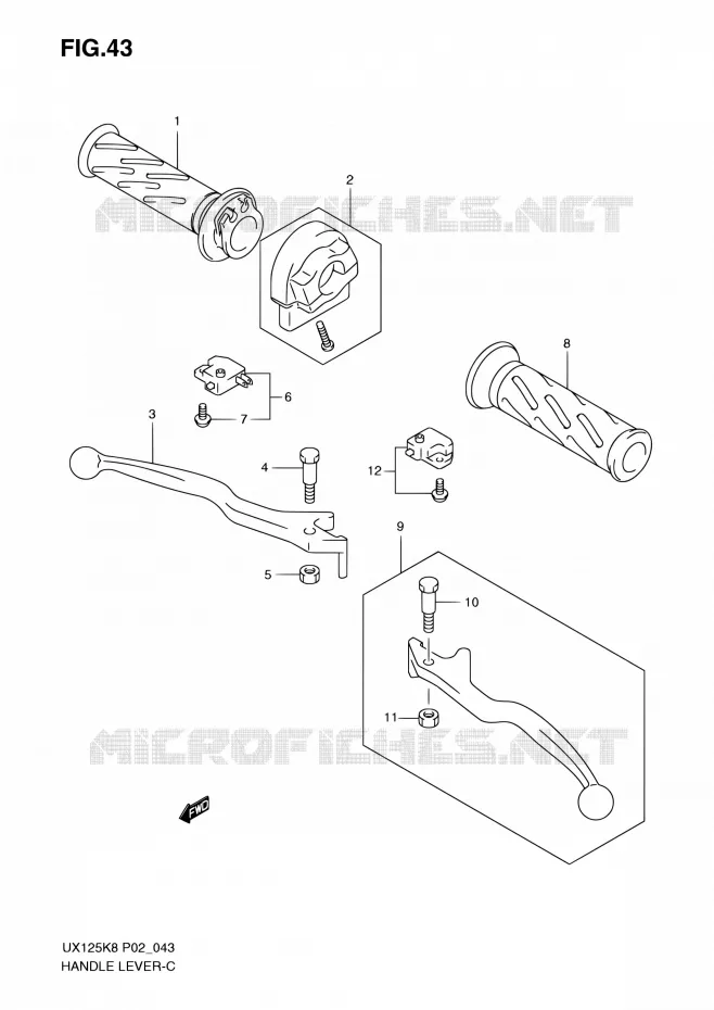 HANDGRIPS - LEVERS  Suzuki SCOOTER 125 SIXTEEN 2010  UX125L0(P19)
