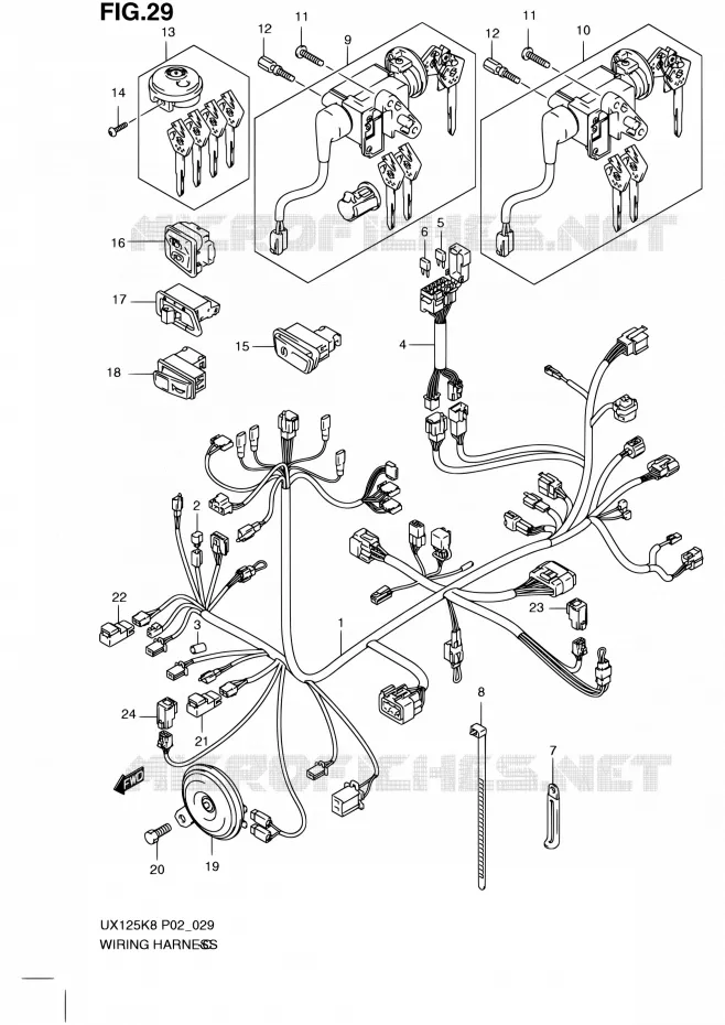 WIRING HARNESS Suzuki SCOOTER 125 SIXTEEN 2010  UX125L0(P19)