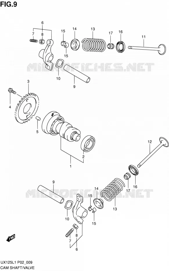 CAMSHAFT - VALVES Suzuki SCOOTER 125 SIXTEEN 2012  UX125L1(P19)
