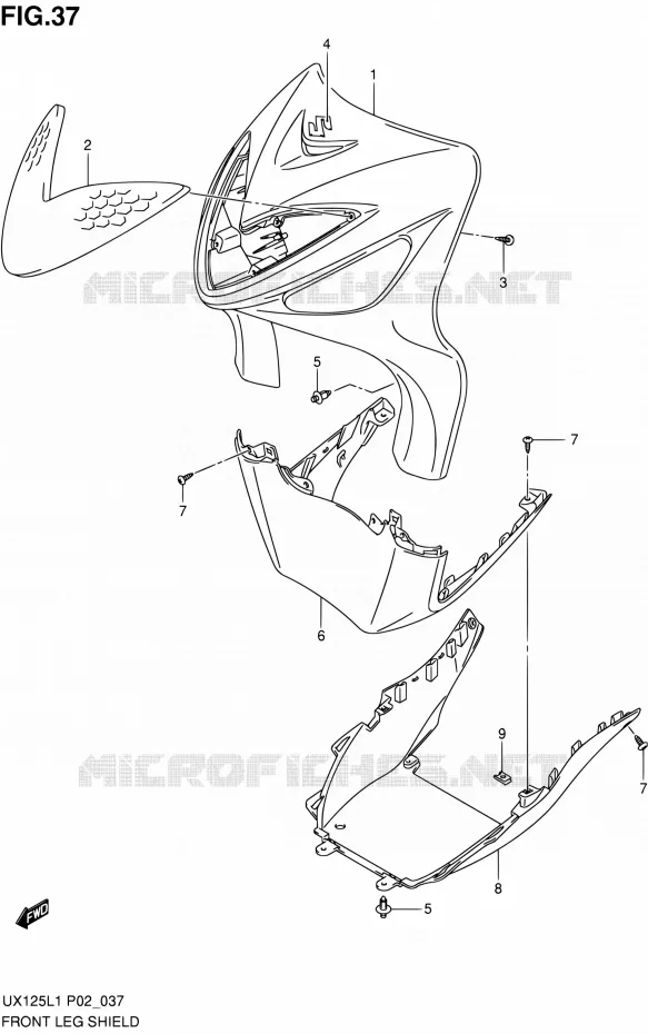 FROM LEG SHIELD Suzuki SCOOTER 125 SIXTEEN 2012  UX125L1(P19)