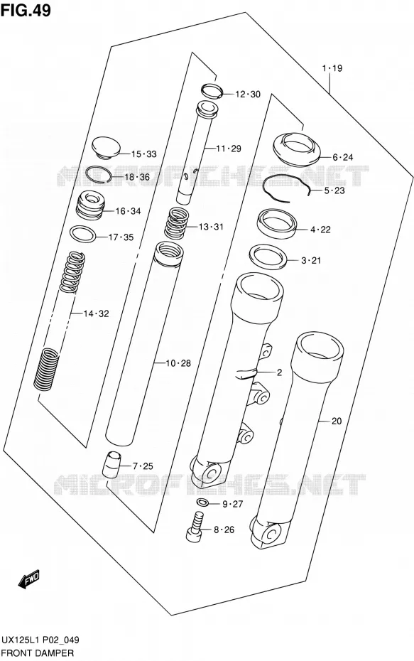 FRONT FORK Suzuki SCOOTER 125 SIXTEEN 2012  UX125L1(P19)