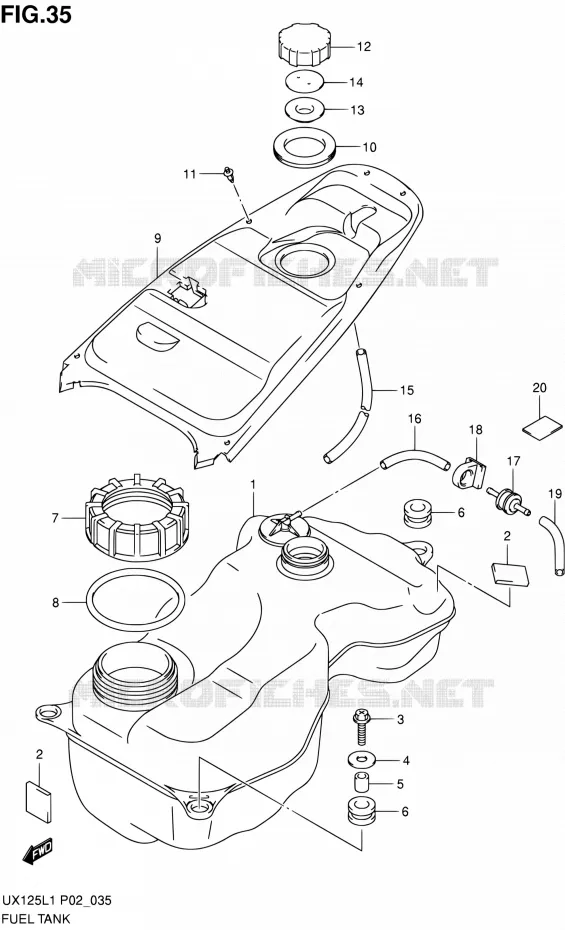 FUEL TANK Suzuki SCOOTER 125 SIXTEEN 2012  UX125L1(P19)