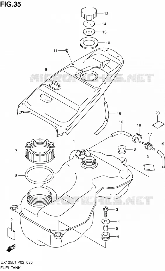 FUEL TANK Suzuki SCOOTER 125 SIXTEEN 2012  UX125L1(P19)