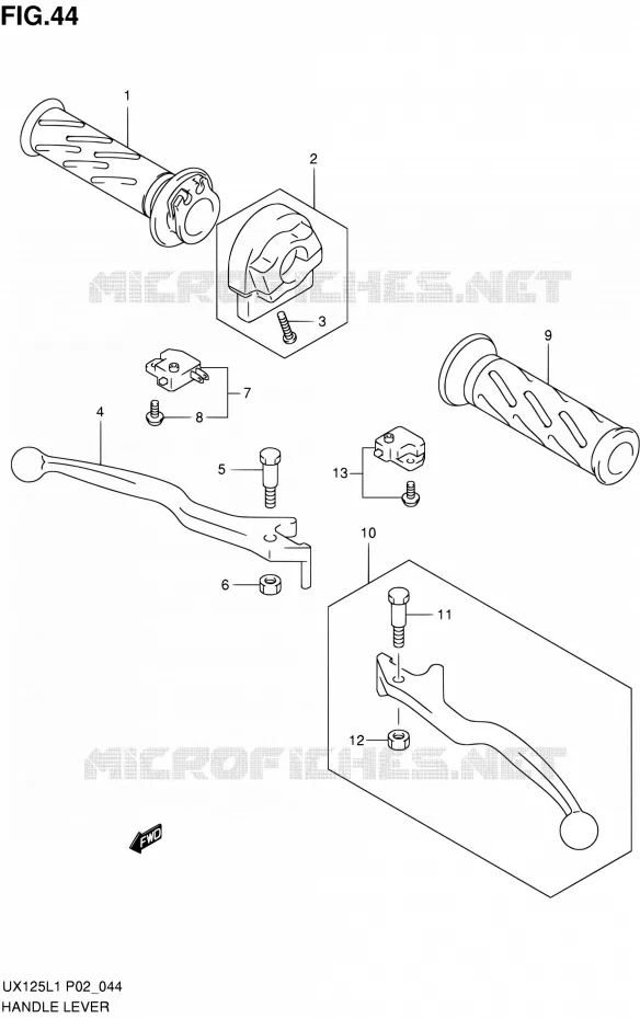 HANDGRIPS - LEVERS  Suzuki SCOOTER 125 SIXTEEN 2011  UX125L1(P19)