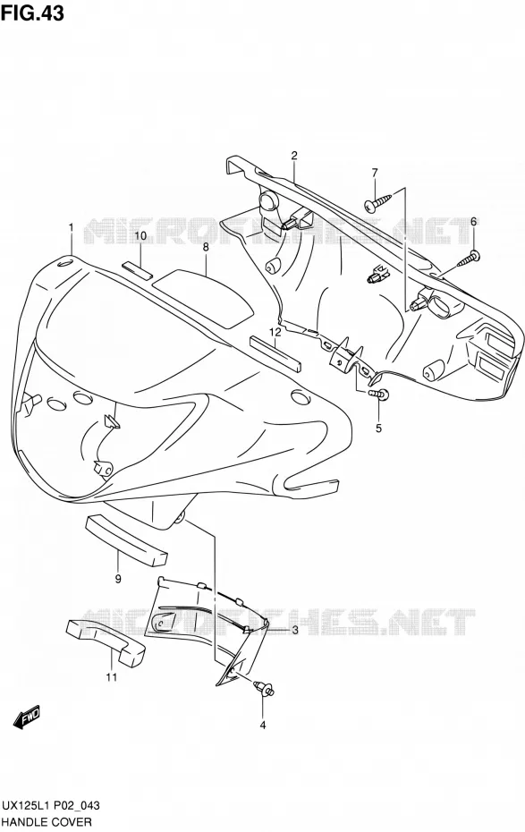 HANDLEBAR FAIRING Suzuki SCOOTER 125 SIXTEEN 2012  UX125L1(P19)