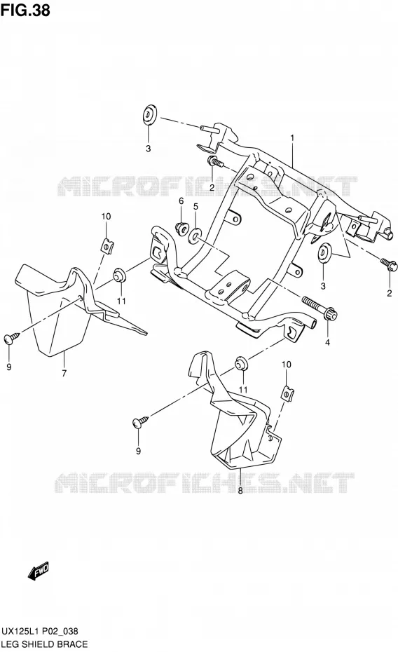 LEG SHIELD BRACE Suzuki SCOOTER 125 SIXTEEN 2012  UX125L1(P19)