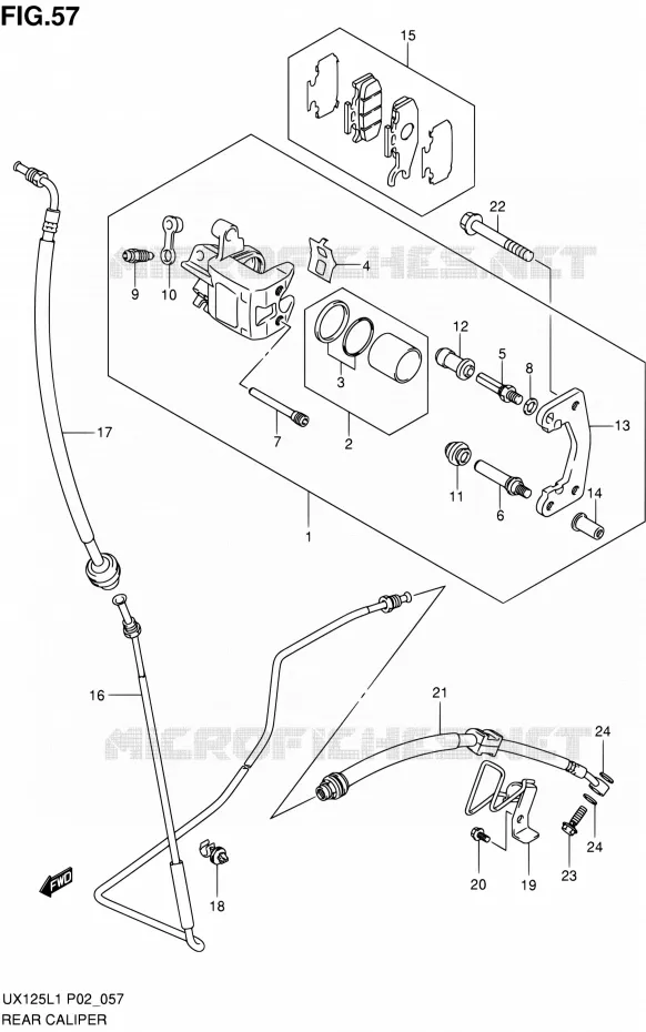 REAR CALIPER Suzuki SCOOTER 125 SIXTEEN 2012  UX125L1(P19)