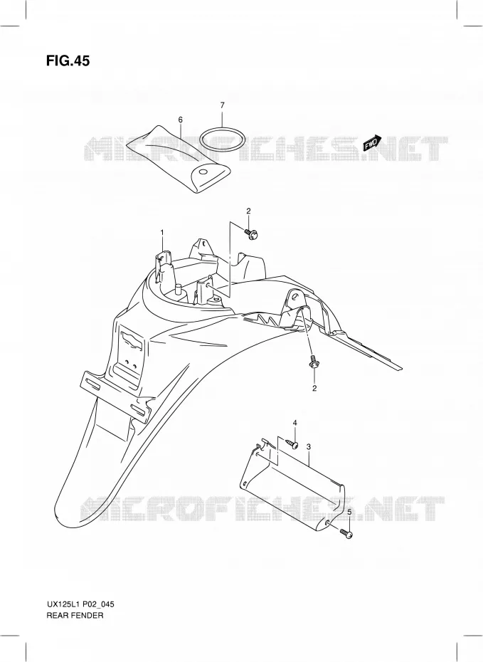 REAR FEDNER Suzuki SCOOTER 125 SIXTEEN 2012  UX125L1(P19)