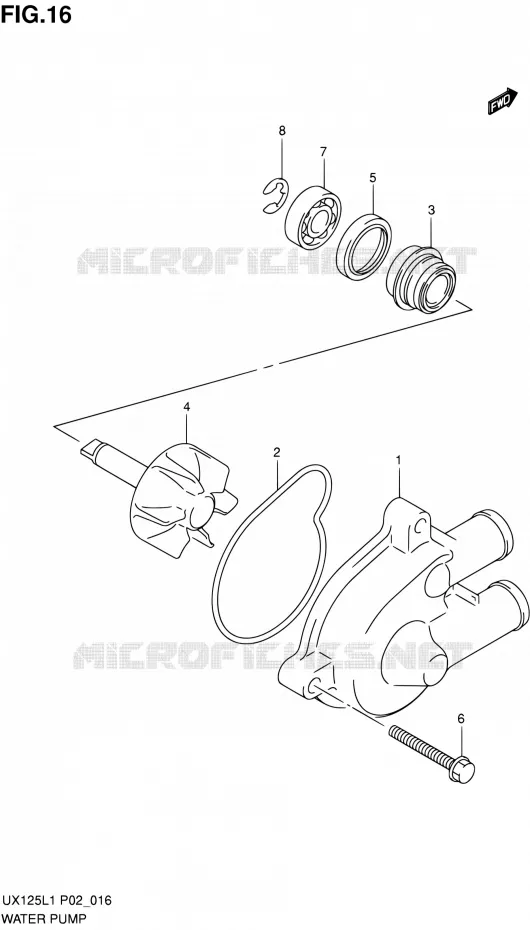 WATER PUMP Suzuki SCOOTER 125 SIXTEEN 2011  UX125L1(P19)