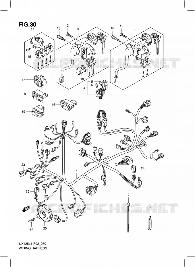 WIRING HARNESS Suzuki SCOOTER 125 SIXTEEN 2011  UX125L1(P19)