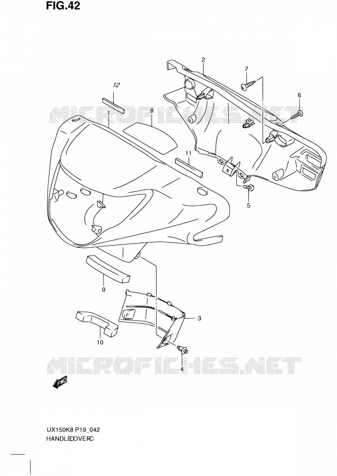 HANDLEBAR FAIRING Suzuki SCOOTER 150 SIXTEEN 2008  UX150 K8 (P19)