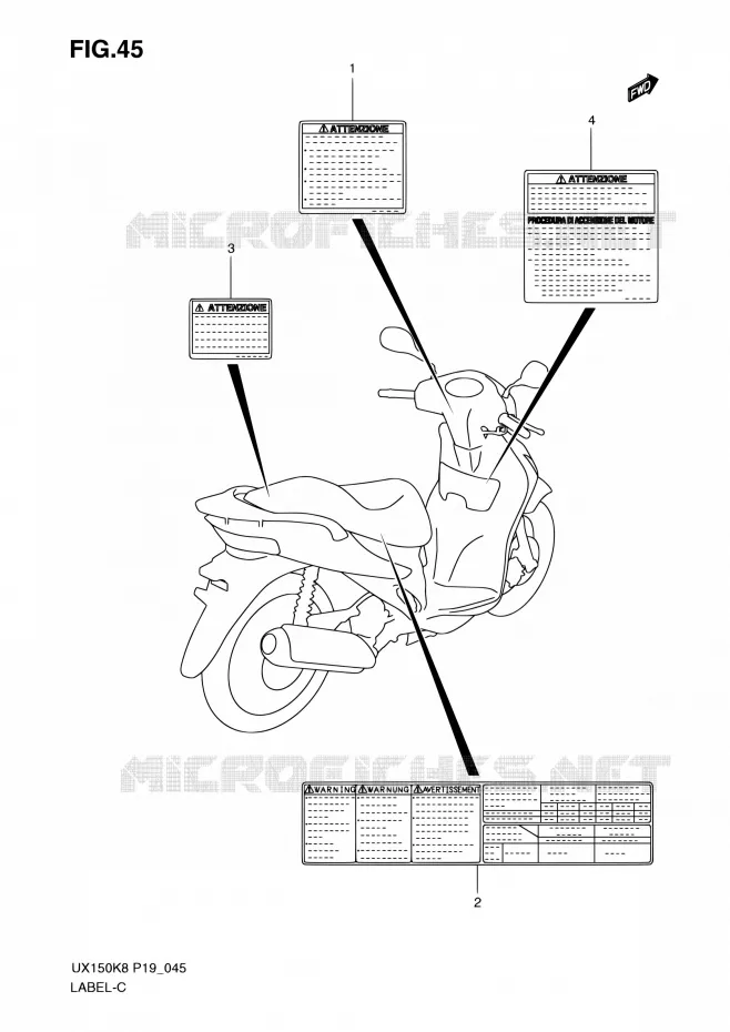 LABEL Suzuki SCOOTER 150 SIXTEEN 2008  UX150 K8 (P19)