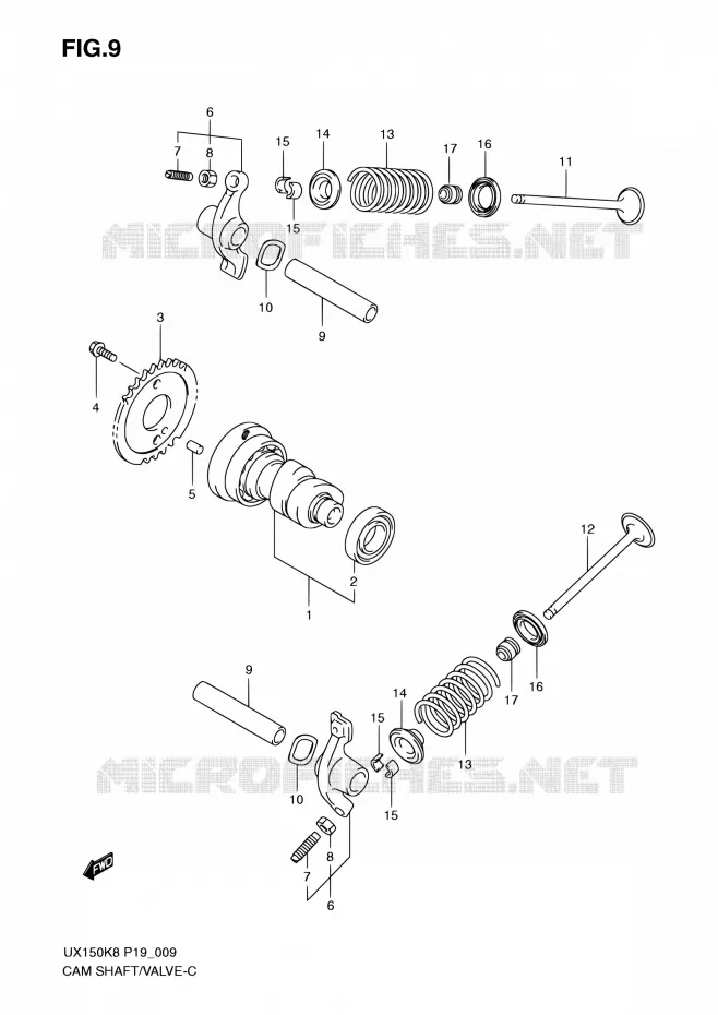 CAMSHAFT - VALVES Suzuki SCOOTER 150 SIXTEEN 2010  UX150 L0 (P19)