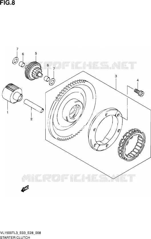 STARTER MOTOR CLUTCH Suzuki MOTO 1500 BOULEVARD 2013  VL1500T L3 (E03,E28,E33)