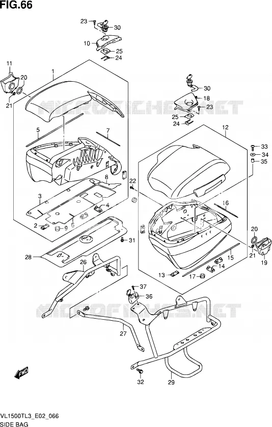 SIDE BAG Suzuki MOTO 1500 INTRUDER 2013  VL1500T L3 (E19)