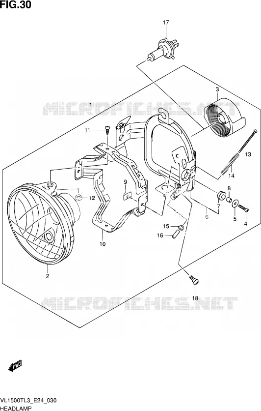 HEAD LAMP Suzuki MOTO 1500 BOULEVARD 2013  VL1500T L3 (E24)