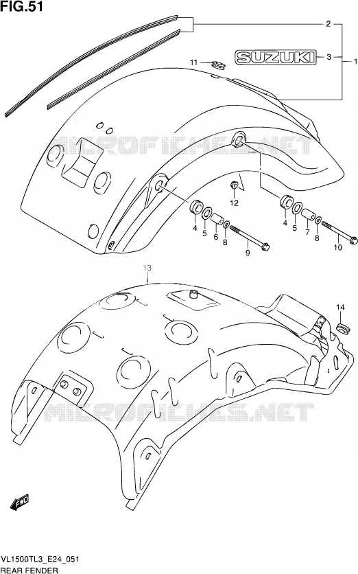 REAR FEDNER Suzuki MOTO 1500 BOULEVARD 2013  VL1500T L3 (E24)