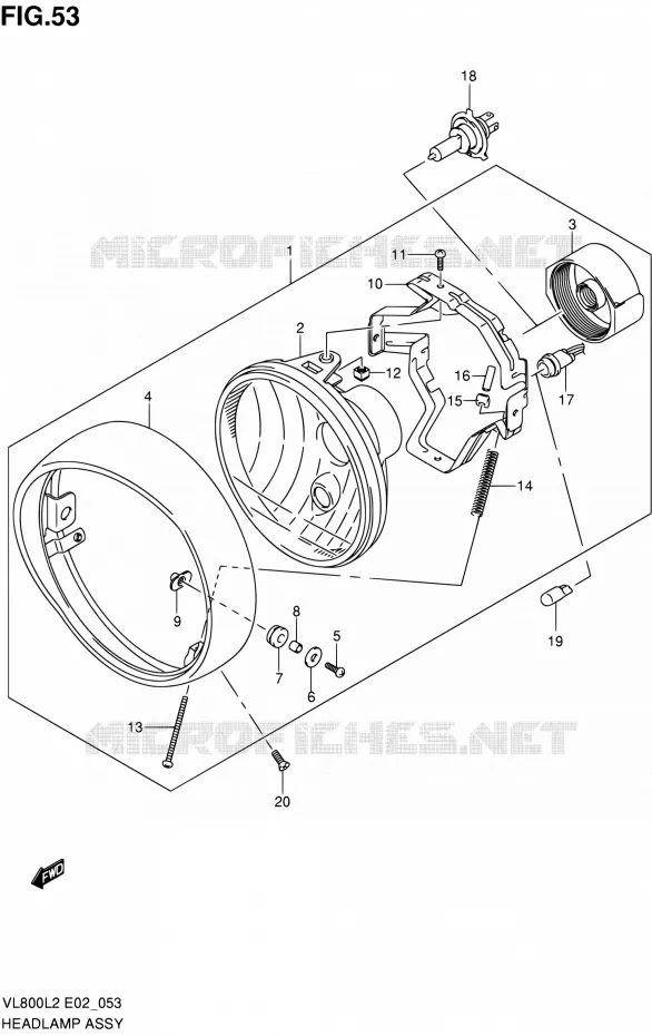 HEADLIGHT (VL800CUEL2 E19) Suzuki MOTO 800 VOLUSIA 2012  VL800L2