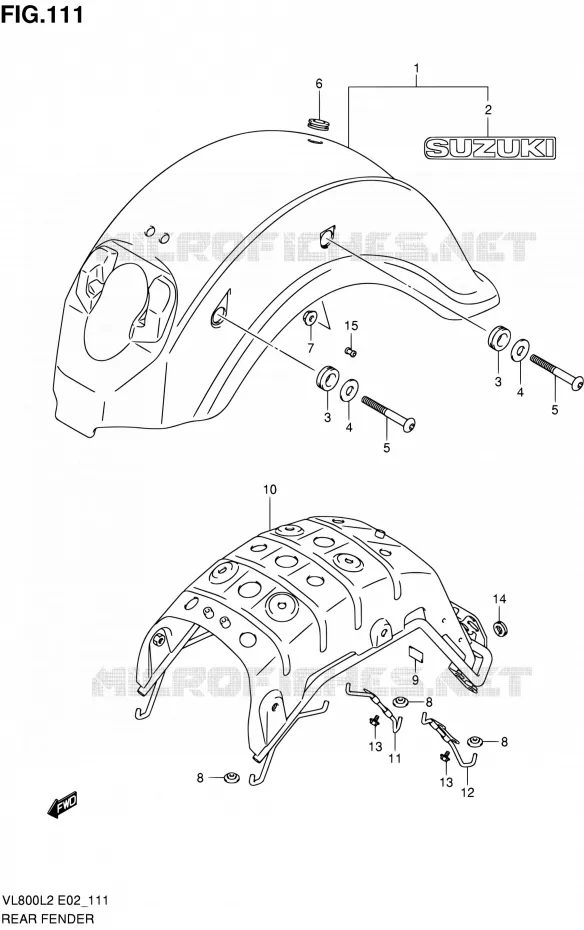 REAR FEDNER (VL800L2 E19) Suzuki MOTO 800 VOLUSIA 2012  VL800L2