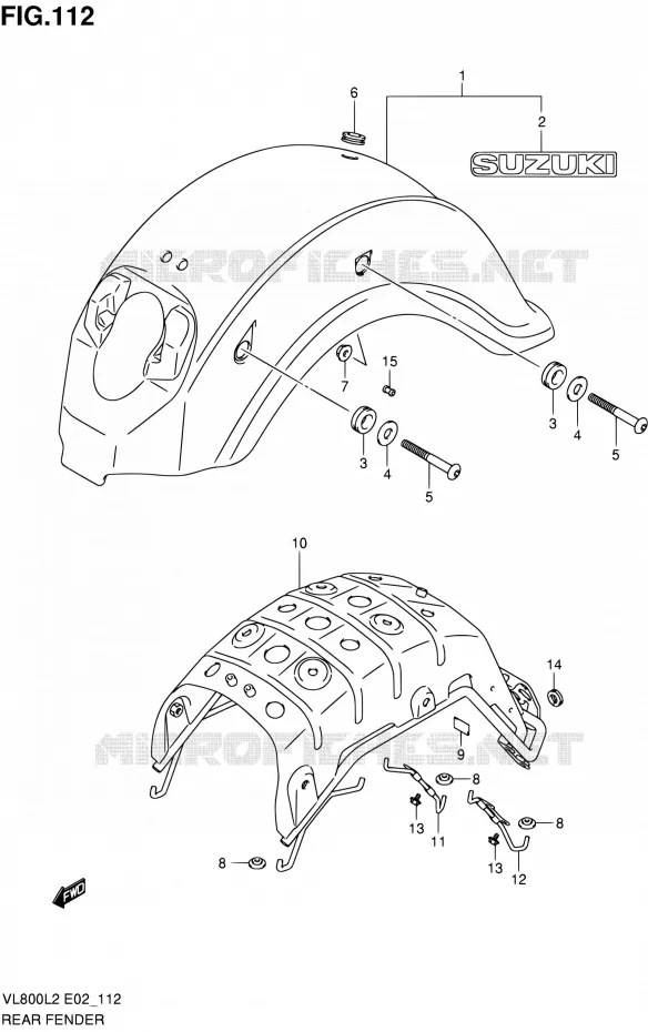 REAR FEDNER (VL800L2 E24) Suzuki MOTO 800 VOLUSIA 2012  VL800L2