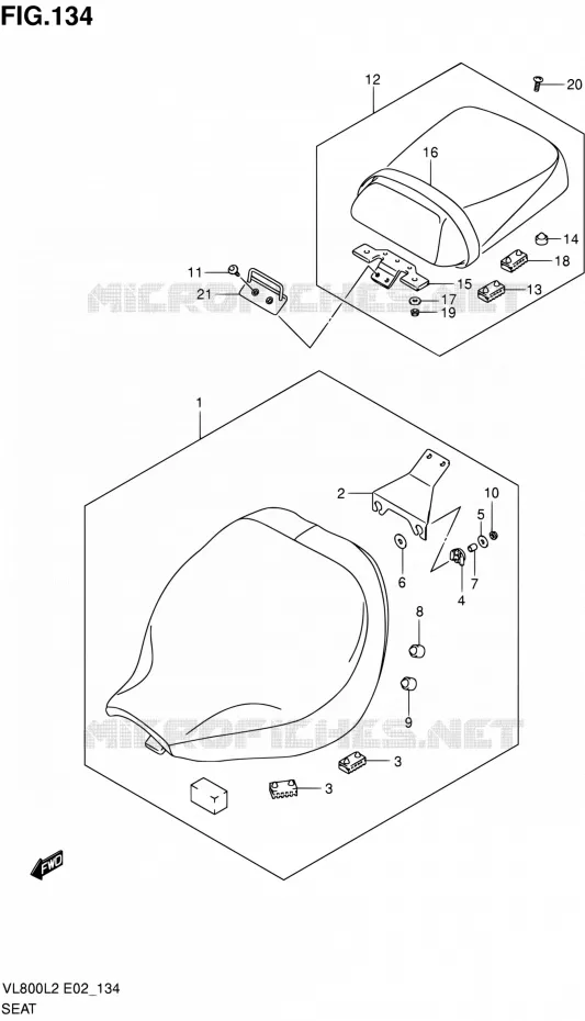 SEAT (VL800CL2 E19) Suzuki MOTO 800 VOLUSIA 2012  VL800L2