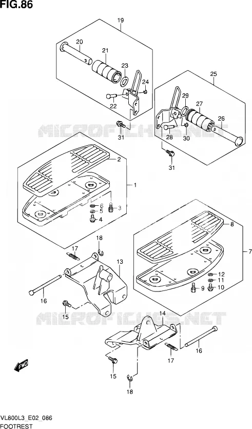 FOOTREST Suzuki MOTO 800 VOLUSIA 2013  VL800 L3 (E19)
