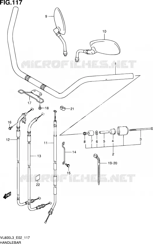 HANDELBAR (VL800L3 E19) Suzuki MOTO 800 VOLUSIA 2013  VL800 L3/VL800T L3 (E24)