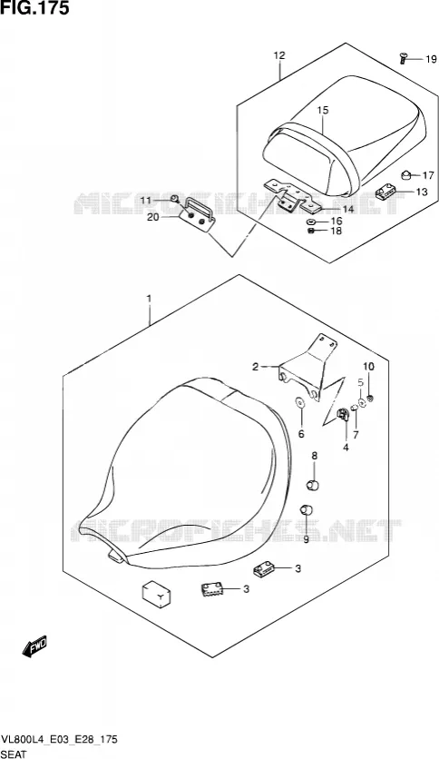 SEAT (VL800CL4 E03) Suzuki MOTO 800 VOLUSIA 2014  VL800 L4/VL800T L4/VL800C L4