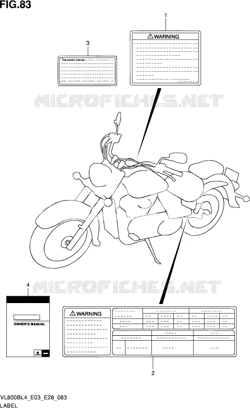 LABEL (VL800BL4 E03) Suzuki MOTO 800 BOULEVARD 2014  VL800B L4 (E03,E28,E33)