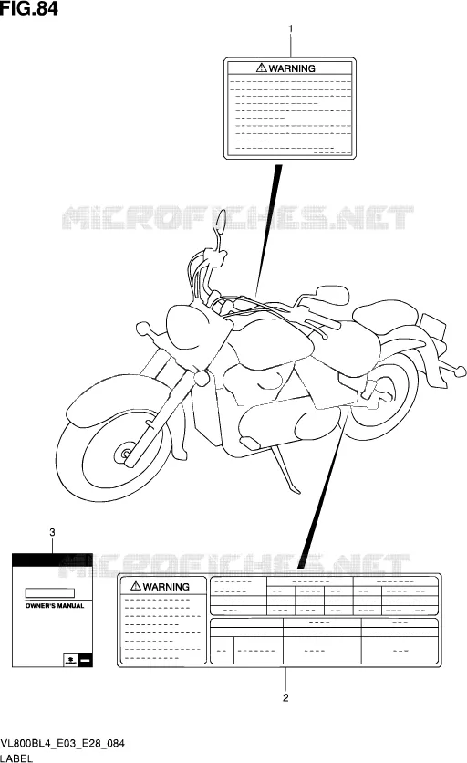 LABEL (VL800BL4 E28) Suzuki MOTO 800 BOULEVARD 2014  VL800B L4 (E03,E28,E33)