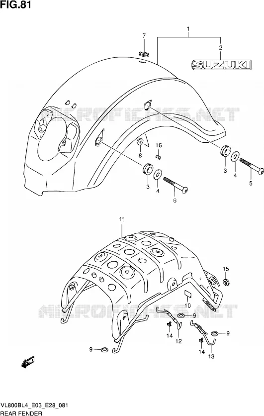 REAR FEDNER Suzuki MOTO 800 BOULEVARD 2014  VL800B L4 (E03,E28,E33)