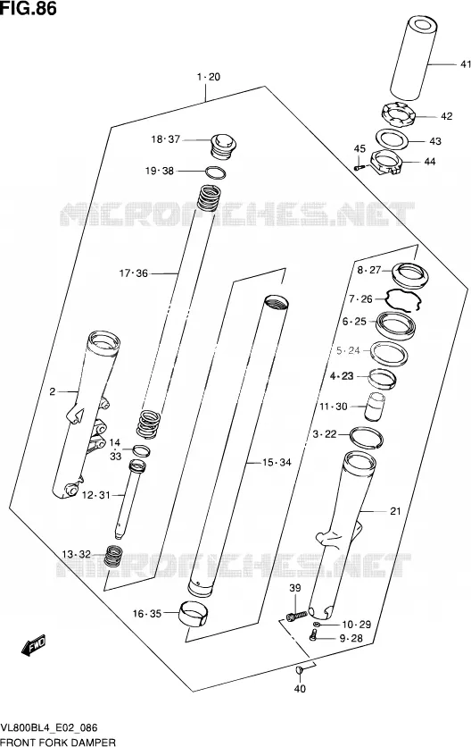 FRONT FORK Suzuki MOTO 800 INTRUDER 2014  VL800BUE L4 (E19)