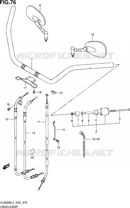 HANDELBAR (VL800BL4 E02) Suzuki MOTO 800 INTRUDER 2014  VL800BUE L4 (E19)