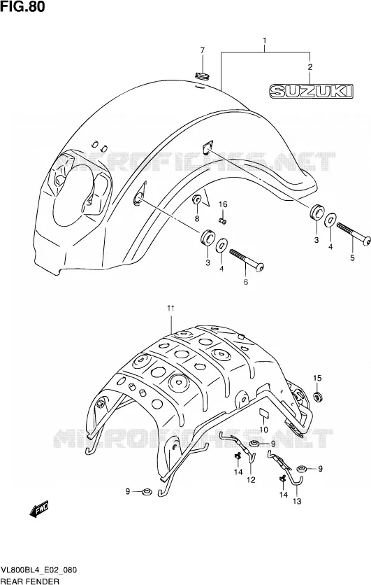 REAR FEDNER Suzuki MOTO 800 INTRUDER 2014  VL800BUE L4 (E19)