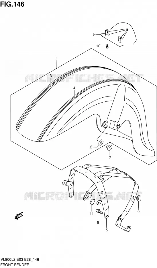 FRONT FENDER (VL800CL2 E28) Suzuki MOTO 800 VOLUSIA 2012  VL800CL2