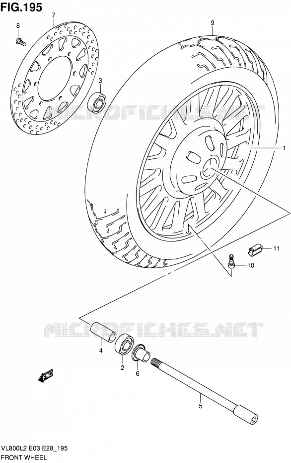 FRONT WHEEL (VL800CL2 E28) Suzuki MOTO 800 VOLUSIA 2012  VL800CL2