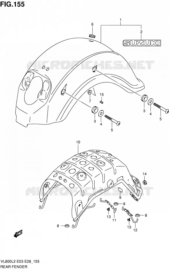 REAR FEDNER (VL800L2 E33) Suzuki MOTO 800 VOLUSIA 2012  VL800CL2